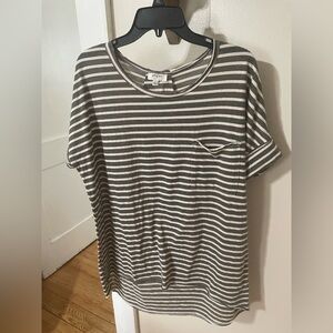 Umgee Gray and White Striped Top